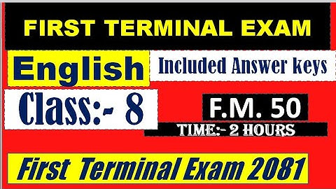 Class 8 ENGLISH  Question Paper  and Included Answer Sheet// First Terminal Exam 2081//
