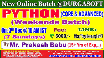 PYTHON (Weekends Batch) Online Training @ DURGASOFT