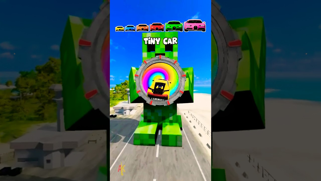 🌟Tiny Car vs Creeper Portal… and Turns ULTRA HUGE! 🌟 