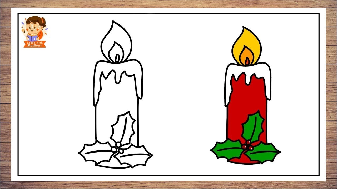 Christmas Candle Drawing Step by Step