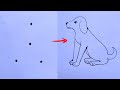 How to draw dog with 4 dots  how to draw dog easy dog drawing step by step