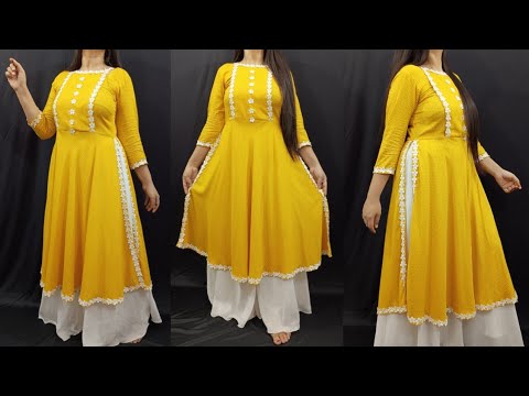 Naira Style Gathering Slits kurti/Frock Cutting And Stitching/ चाक वाली  फ्रॉक/ High Slits Kurti DIY - YouTube