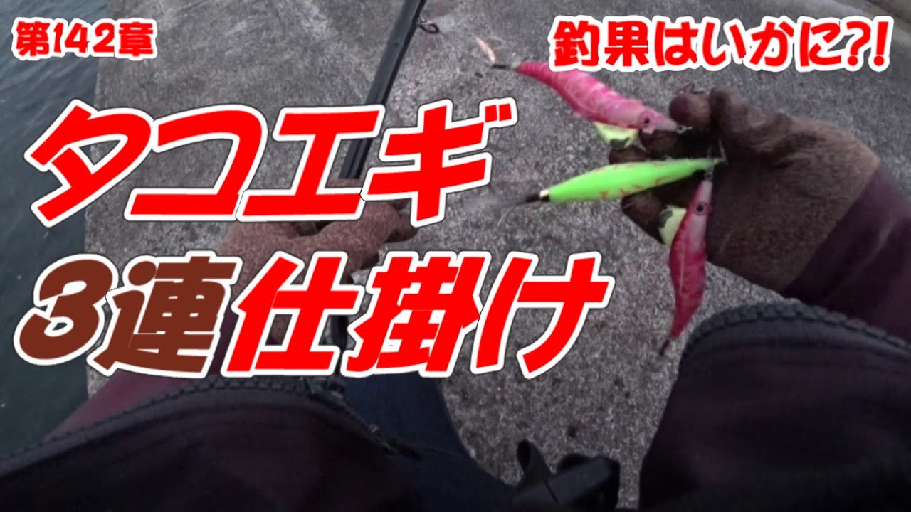 防波堤でタコ釣り ３連タコエギ仕掛け Youtube
