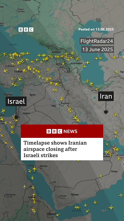 How Iran's airspace closed after Israel attacks. #Israel #Iran #BBCNews