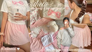 AESTHETIC CLOTHING + TRY-ON HAUL⋆𐙚₊˚🥛🎀🕯️(ft. emmiol) | pinterest inspired, affordable & stylish screenshot 3