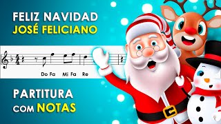 Feliz Navidad | Partitura com Notas para Flauta Doce, Violino | José Feliciano
