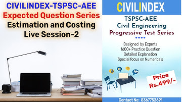 Expected Question Series- Session2 I TSPSC I AEEI CIVIL ENGINEERINGI Estimation and CostingI#tspsc