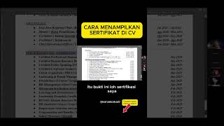 Cara menampilkan sertifikat di CV #konsultasikarir Cara menampilkan sertifikat di CV #konsultasikarir