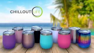 CHILLOUT LIFE 12 oz Stainless Steel Tumbler with Lid - Wine Tumbler Double Wall Vacuum Insulated