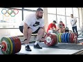 Lasha Talakhadze - 215kg Snatch | Olympic weightlifting training camp in Georgia.