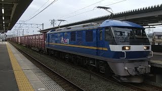 1054ﾚ EF210-354号機牽引貨物列車(上り)相見駅通過 ※新造機ですが天候の影響で余りピカピカに輝いていなかった( ノД`)…