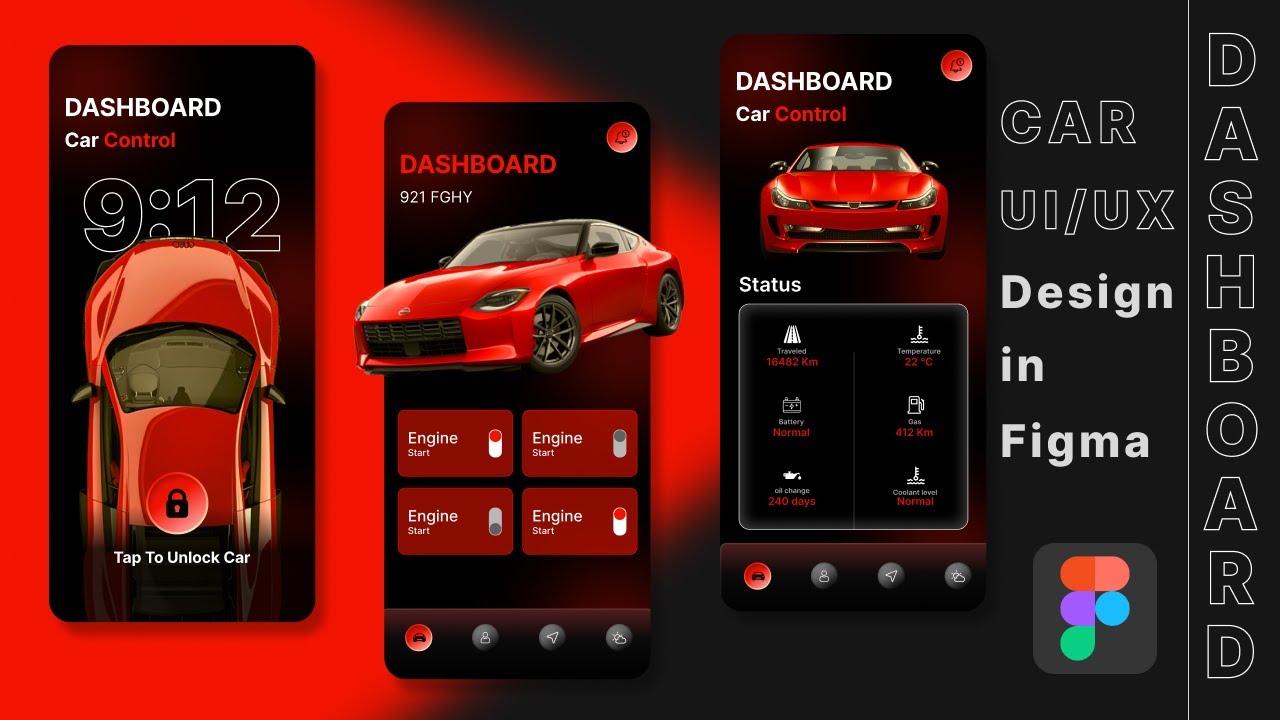 Car Dashboard UI/UX Design | Figma Tutorial For Beginners | Car App ...