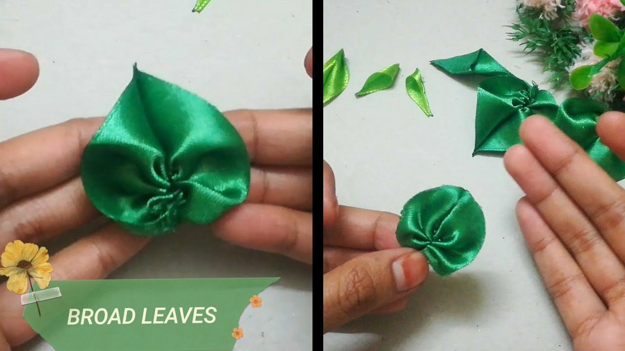 D.I.Y Satin Ribbon Leaves - Tutorial - New, Hoa cho em