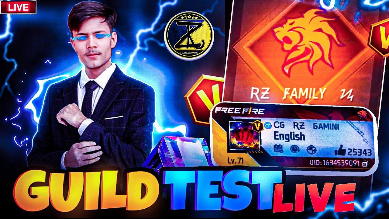 FREE FIRE LIVE GUILD TEST 😱 || FF LIVE GUILD TEST + WAR | ff live giveaway #freefirelive #fflive