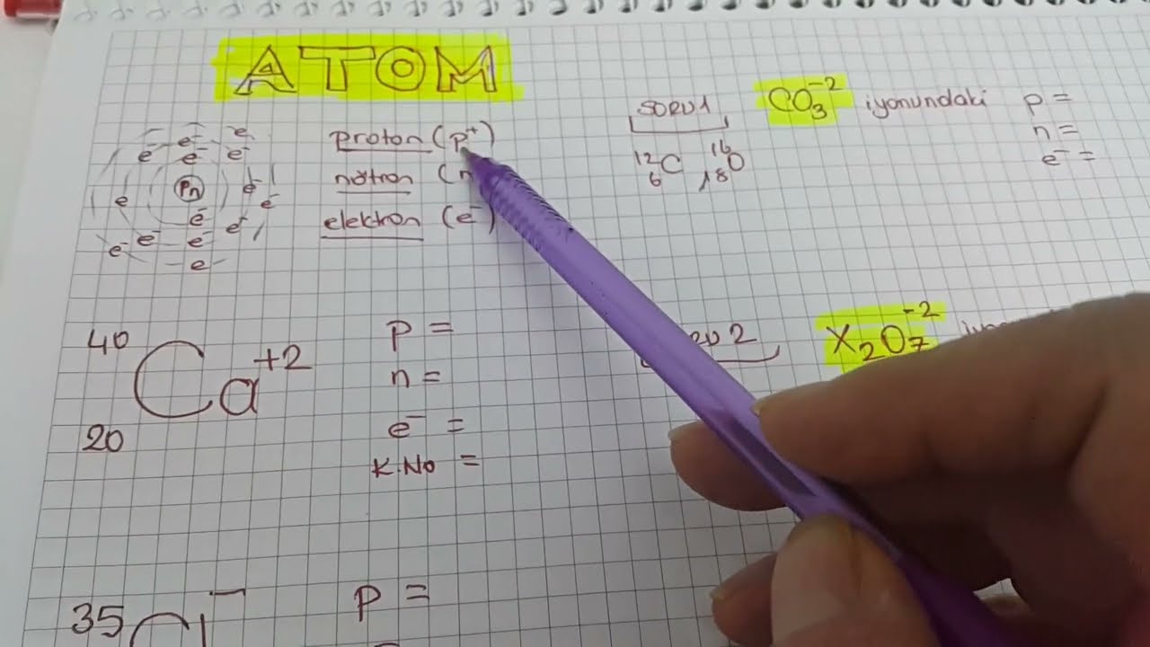 Atom ve yapısı / 1.dönem 2.yazılı soruları 9.sınıf kimya / proton nötron elektron sayısı bulma