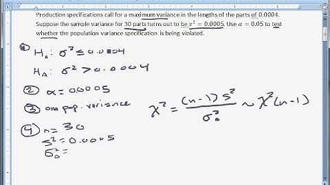 Hypothesis testing (one population variance) practice problem