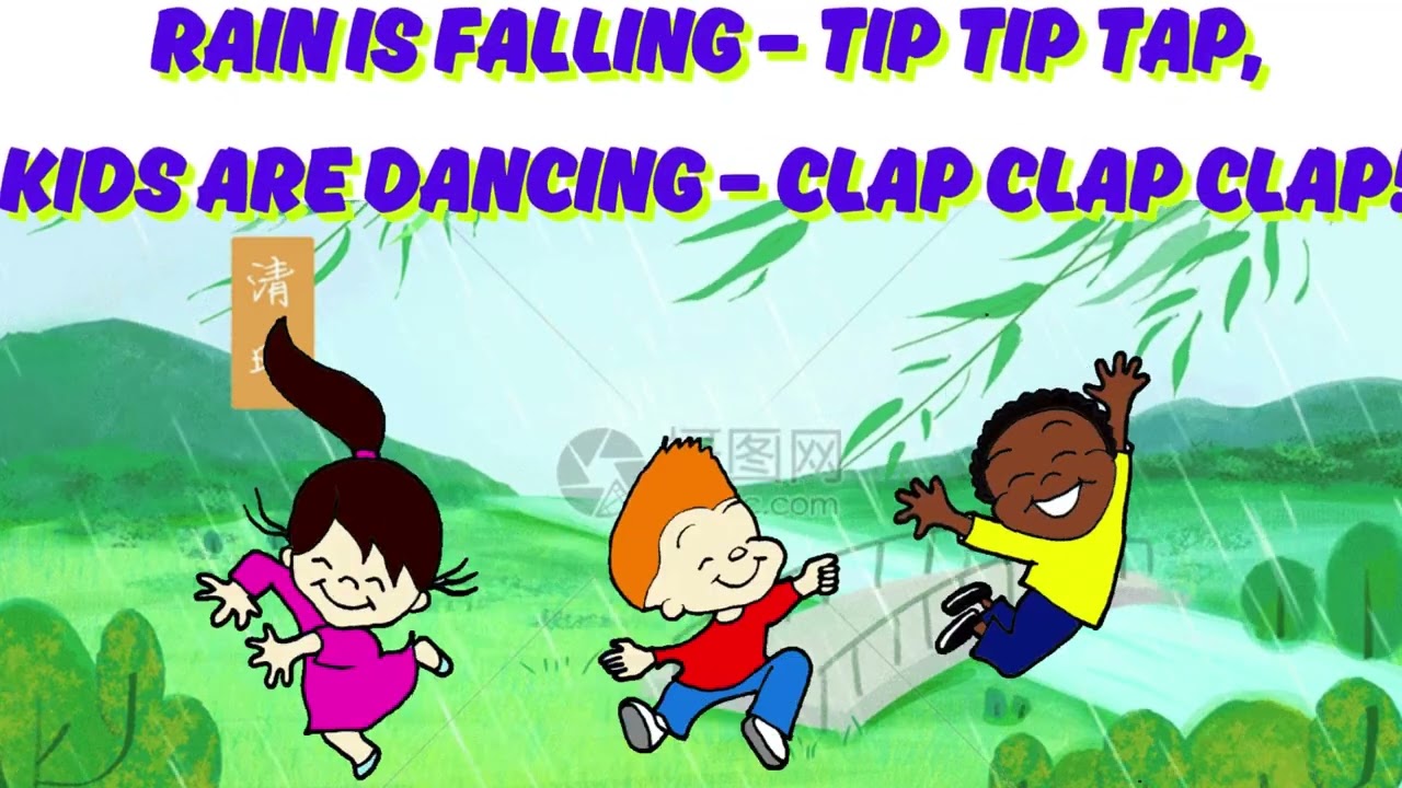 Rain Rhymes ! Rain is falling — tip tip tap, Kids dancing poem ! 