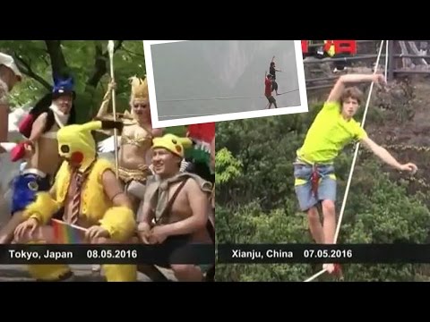 გრანდიოზული გეი აღლუმი ტოკიოში / დიდ სიმაღლეზე გაჭიმულ ბაგირზე სიარულის ტურნირი