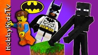 Batman + Emmet Adventure! Enderman Minecraft Bad Guy, HobbyPig Story HobbyKidsTV