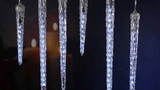 LED Lichterkette Eiszapfen - Schneefalleffekt - kaltweiße LED - L: 2,5m - für Außen