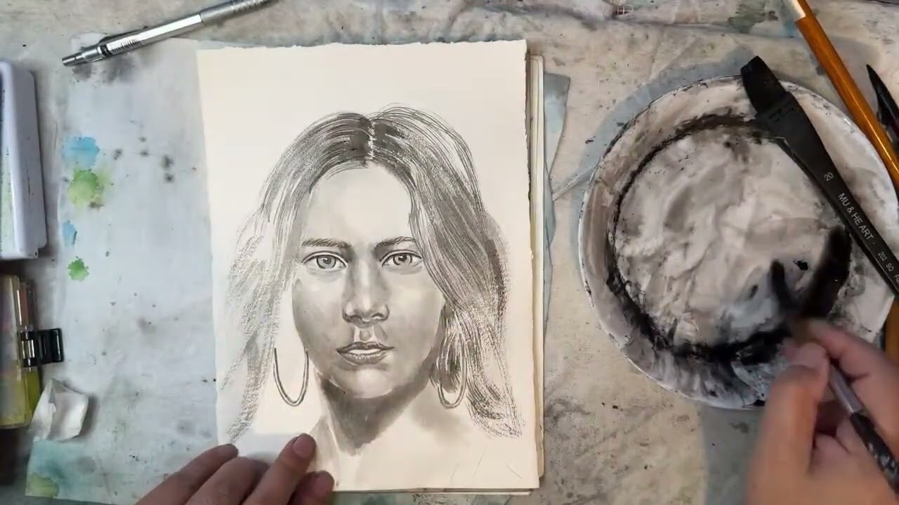 250902 每日水墨人物素描  Daily Water-ink Portrait Sketch 수묵 인물 스케치 水墨画の人物スケッチ