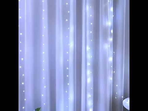 Гирлянда штора, 300 ламп, 3x3 м, холодный свет, usb