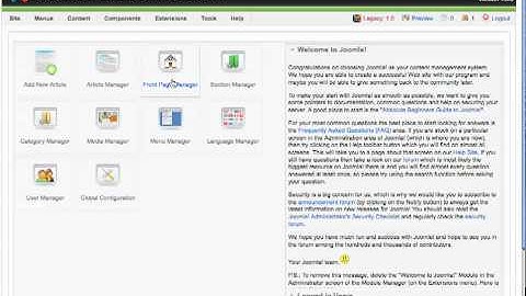 help video control panel in Joomla 1.5