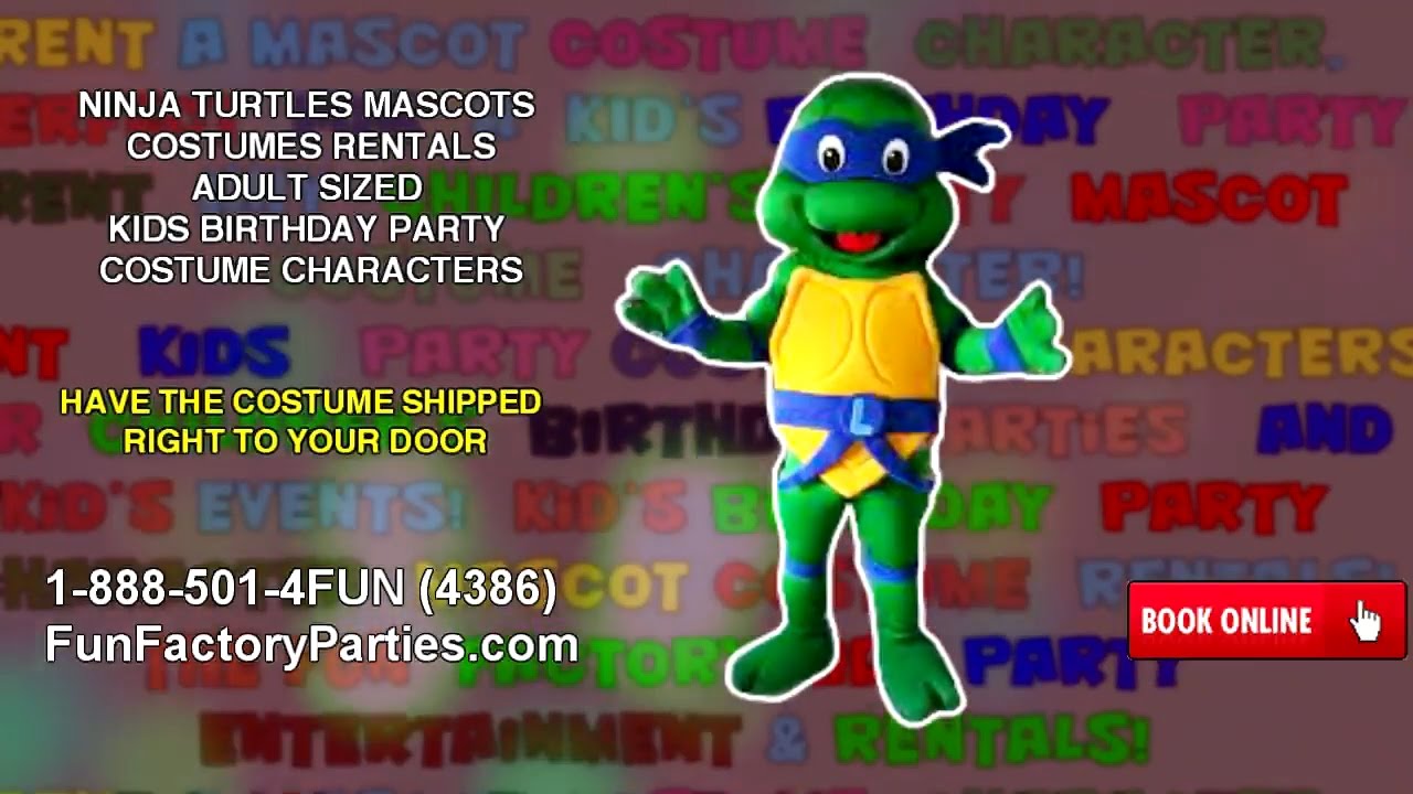 NINJA TURTLES MASCOT COSTUME RENTALS ADULT SIZED NINJA TURTLES BIRTHDAY PARTY COSTUME