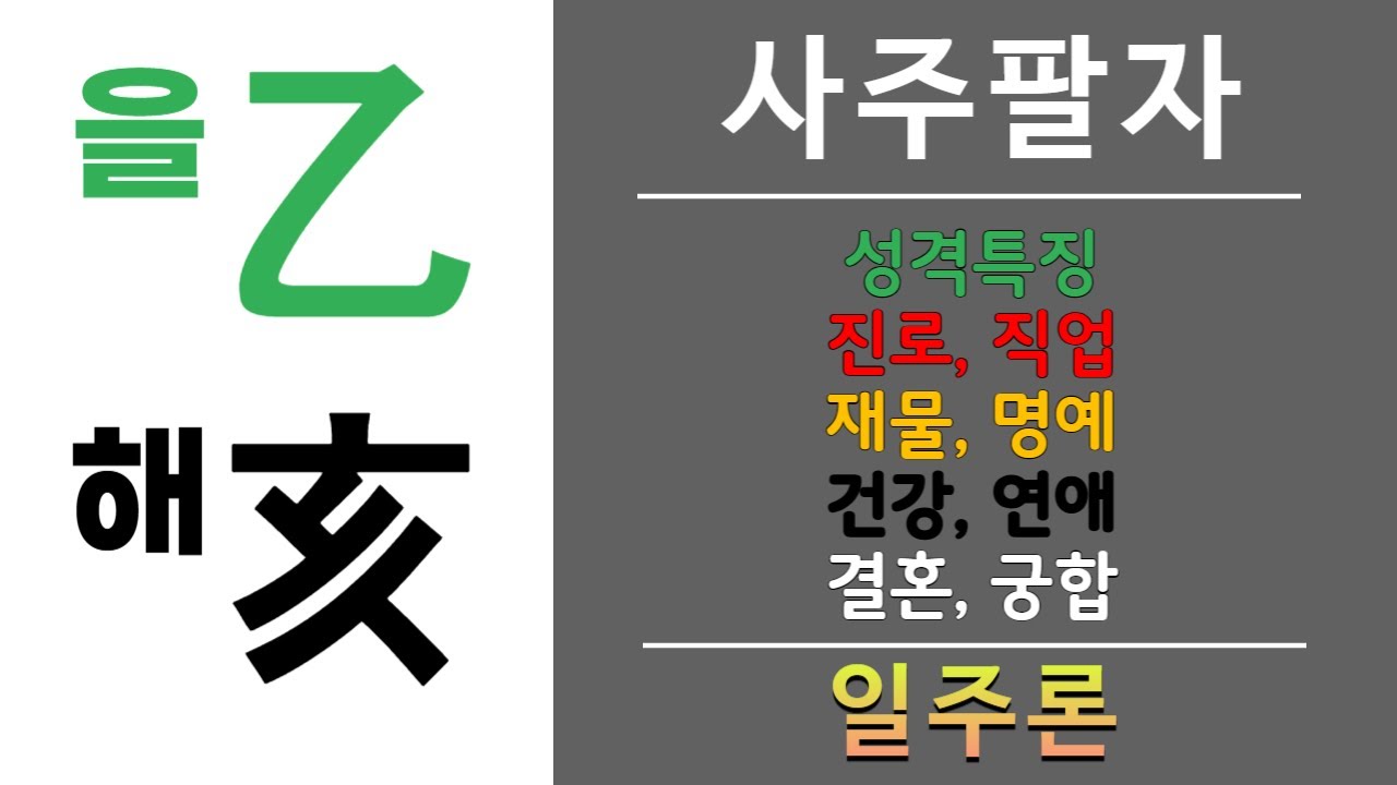 사주에 을해일주가 있으면?  외유내강, 지식으로 먹고 살아간다.