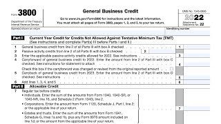 IRS Form 3800 walkthrough (General Business Credit)