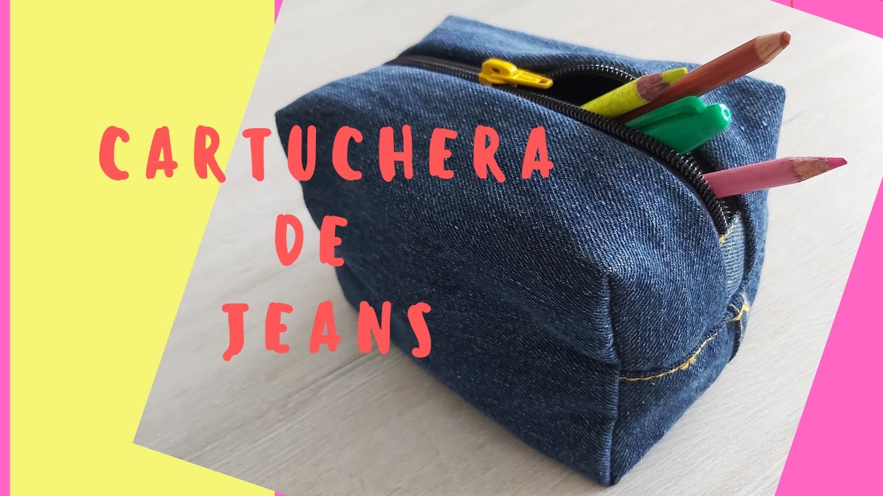 Como hacer una cartuchera con jean ✄ costura a mano ➣ Reciclaje :) 