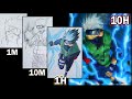 RETO DIBUJO | 1MIN, 10 MIN, 1 HORA, 10 HORAS | Kakashi Hatake (Naruto)