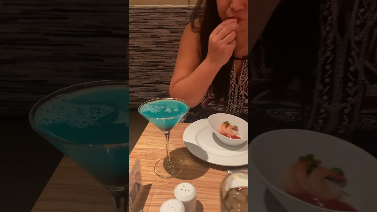 Her cocktail looks like Smurf pee 
