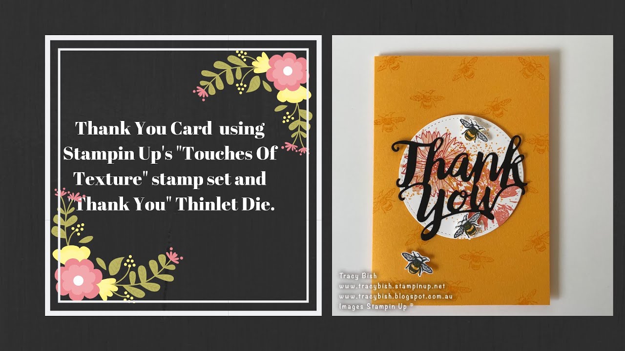 Thank You Card using Stampin Up's "Touches of Texture" stamp set and ...