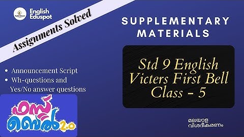 Std 9 English / Supplementary Video to Victers First Bell Class-5 / by English Eduspot