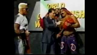 SN 4/15/89- Sting Inv Interrupted- Muta vs Greg Evans- Road Warriors Promo