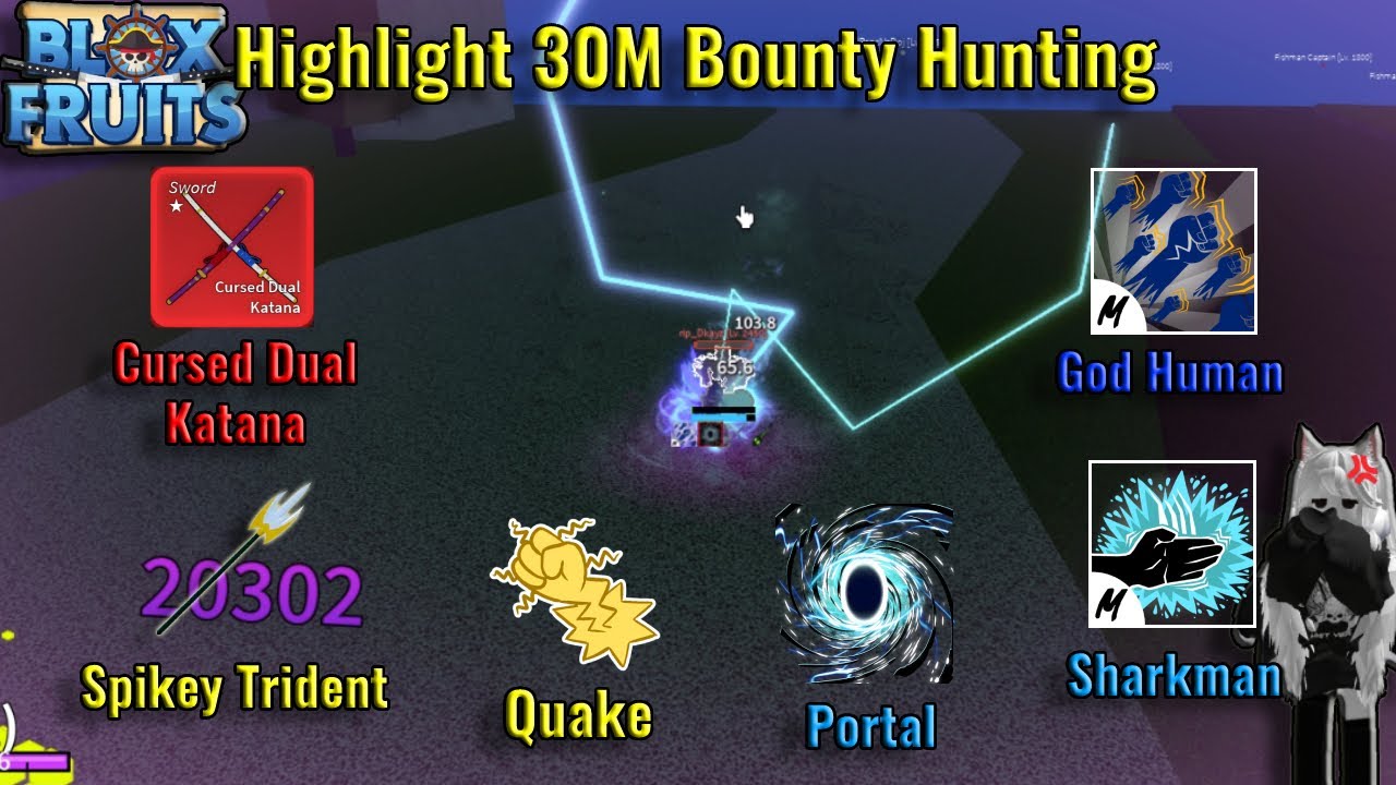 Mink V4 Portal Combo Easy 30M + God Human + CDK (Blox Fruits Bounty  Hunting) Road to 30M Honor 