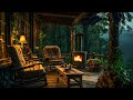 Treehouse porch in rain  rain and thunder sound crackling fire sound  deep sleep relax study