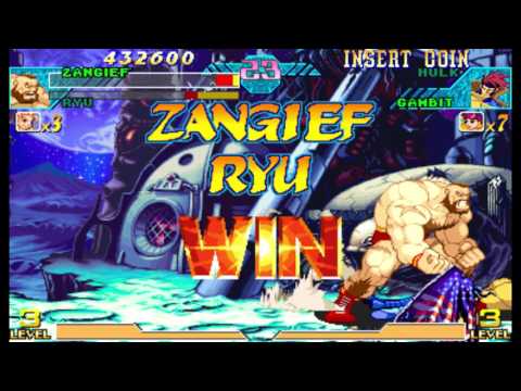 Marvel vs Capcom 1 ( Arcade ) - Zangief / Ryu Playthrough ( June 25, 2017 )