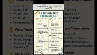 basic Physics formula you must need to know #like #exampreparation #physics #importantformula