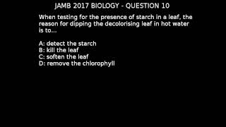 Q10 - JAMB Biology 2017 Past Questions and Answers screenshot 4