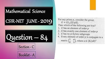 CSIR NET Mathematics solution June 2019| Question 84 | Abstract Algebra | Sylow Theorem | GL2(F2)