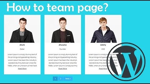 how to create team page for WordPress
