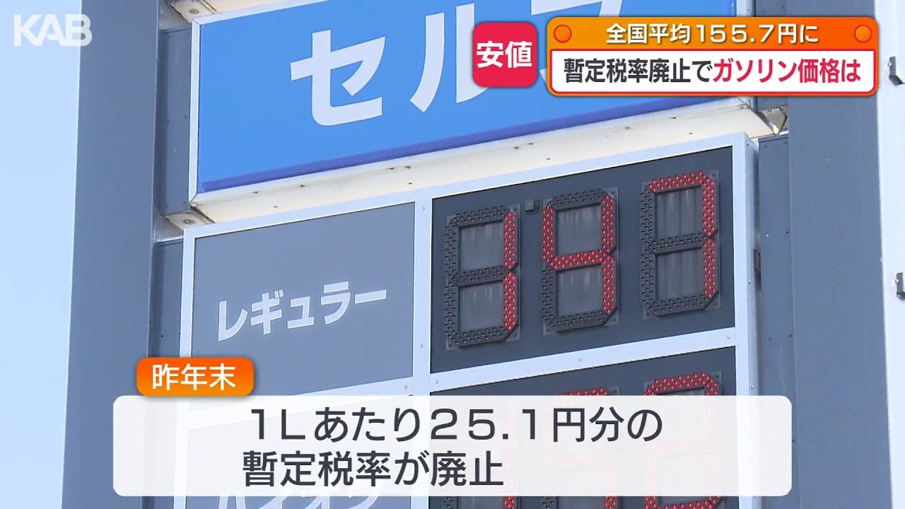 ガソリン価格8週連続値下がり4年7カ月ぶりの水準 熊本では？ - YouTube