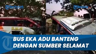 Dikabarkan 3 Orang Tewas, Adu Banteng Bus Eka vs Bus Sumber Selamat di Geneng Ngawi