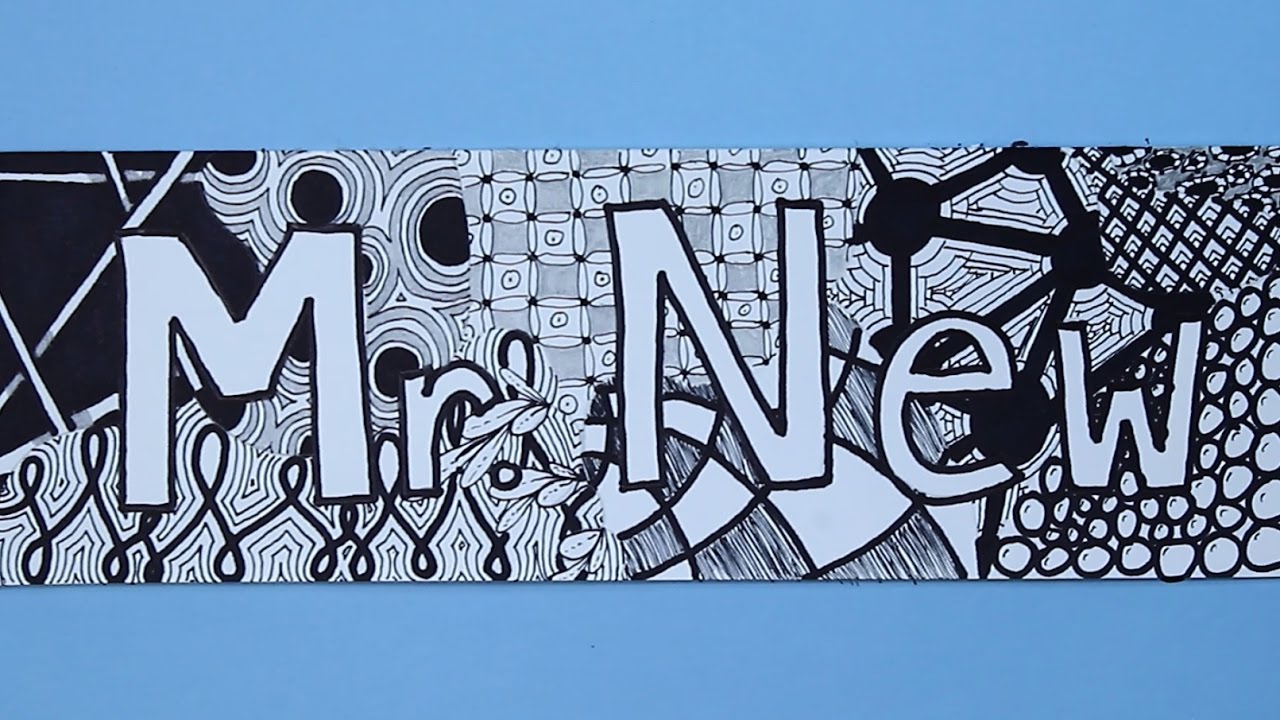 Personalized Zentangle® method inspired 6" letter name wall art 