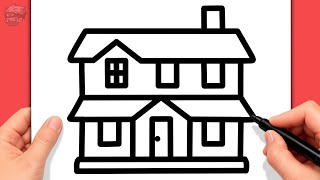 🏡How to Draw a Cute Two-Story House | Step-by-Step Easy House Drawing for Kids