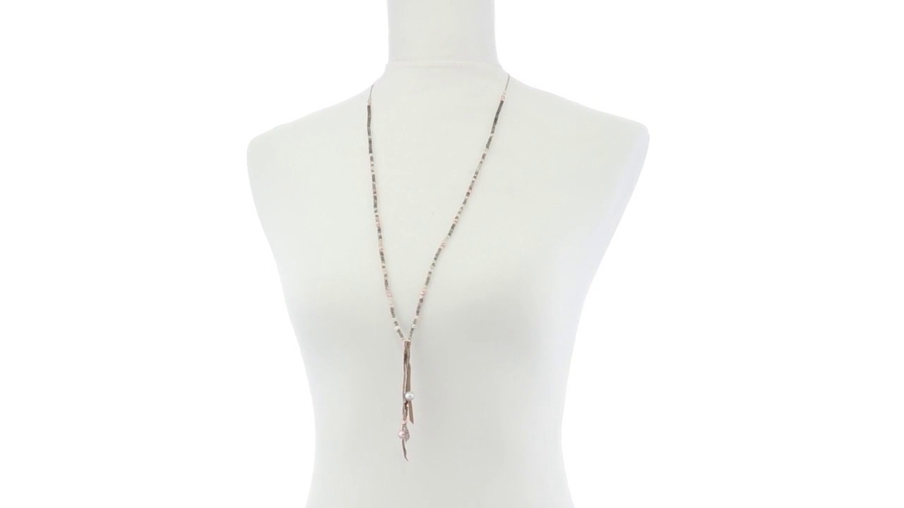 Chan Luu 32" Necklace with Semi Precious Stones and Ribbon Tassel SKU:8882769