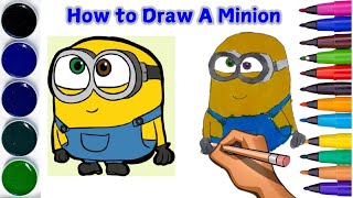 How to draw minion bob step by step from despicable me 4