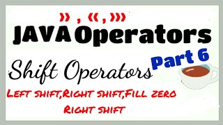 Shift Operators: Java Operators: Left shift ,Right shift,Zero fill right shift